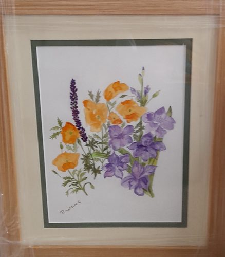 Pauline, summer bouquet from the garden, watercolour.